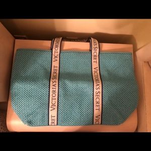 New Victoria’s Secret Turquoise Blue Woven Tote Bag